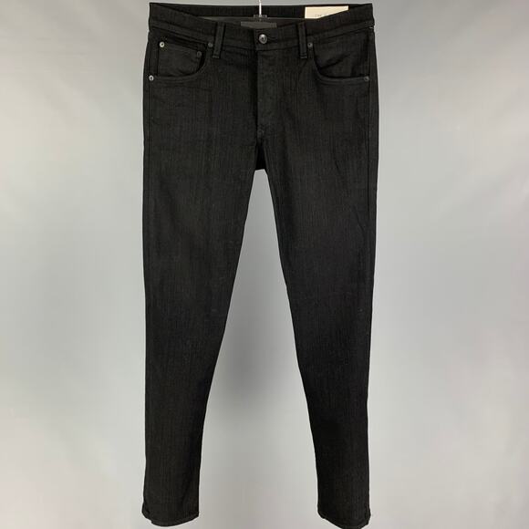 RAG & BONE Size 31 Black Cotton Polyurethane Slim Button Fly Jeans